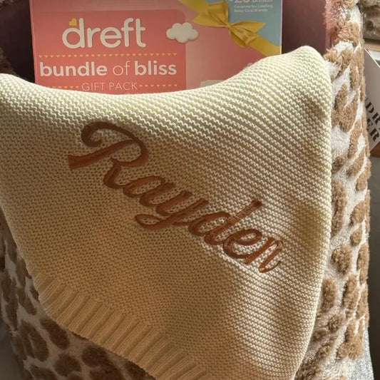 Personalized Baby Blanket with Name Embroidery – Custom Soft Knit Blanket for Baby Gianna | Elegant Newborn Gift