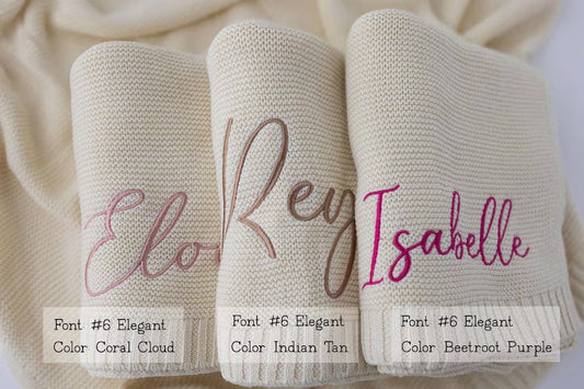 Personalized Baby Blanket with Embroidered Name – Custom Soft Knit Blanket for Boys and Girls | Elegant Gift for Newborns