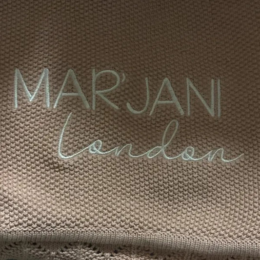 Personalized Baby Blanket – Embroidered Knit Blanket with Name, Soft Pink Beige Newborn Gift