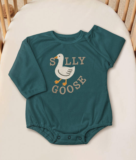 Silly Goose Baby Onesie – Funny Embroidered Bodysuit for Babies – Farm Animal Outfit for Infant or Toddler