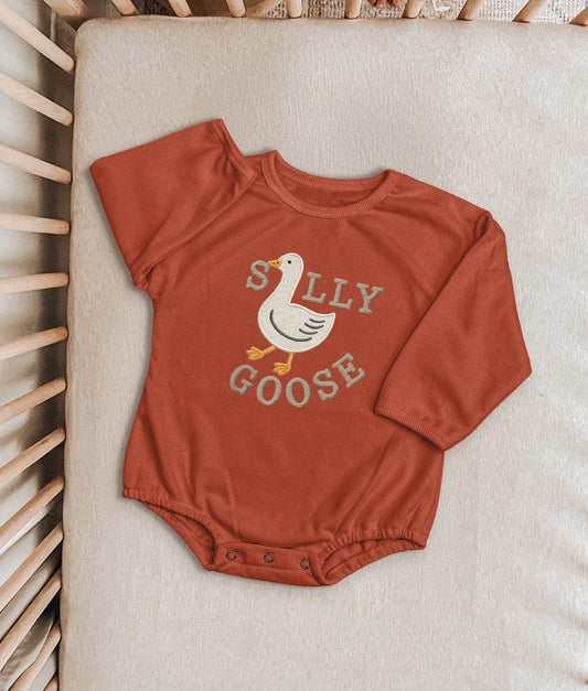 Silly Goose Baby Onesie – Funny Embroidered Bodysuit for Babies – Farm Animal Outfit for Infant or Toddler